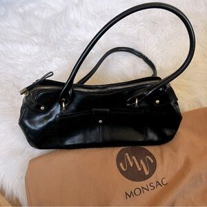 Monsac Black Purse with Gold Hardware